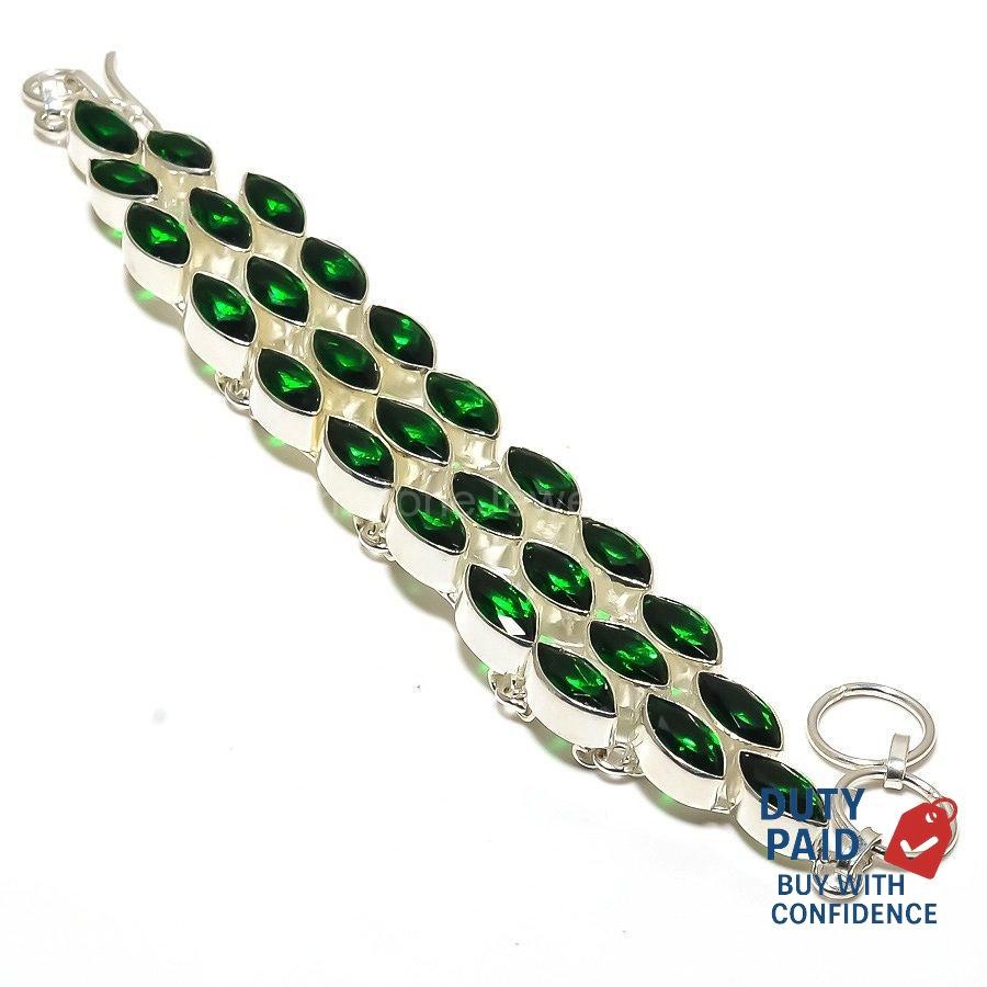 emerald quartz 925 Silver Trendy Vitange Wife Handmade Elegant Bracelet Jewelry