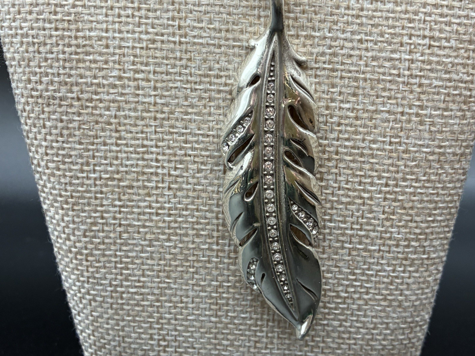 Brighton Contempo Ice Feather Pendant Necklace #1067 36” Long Reversible