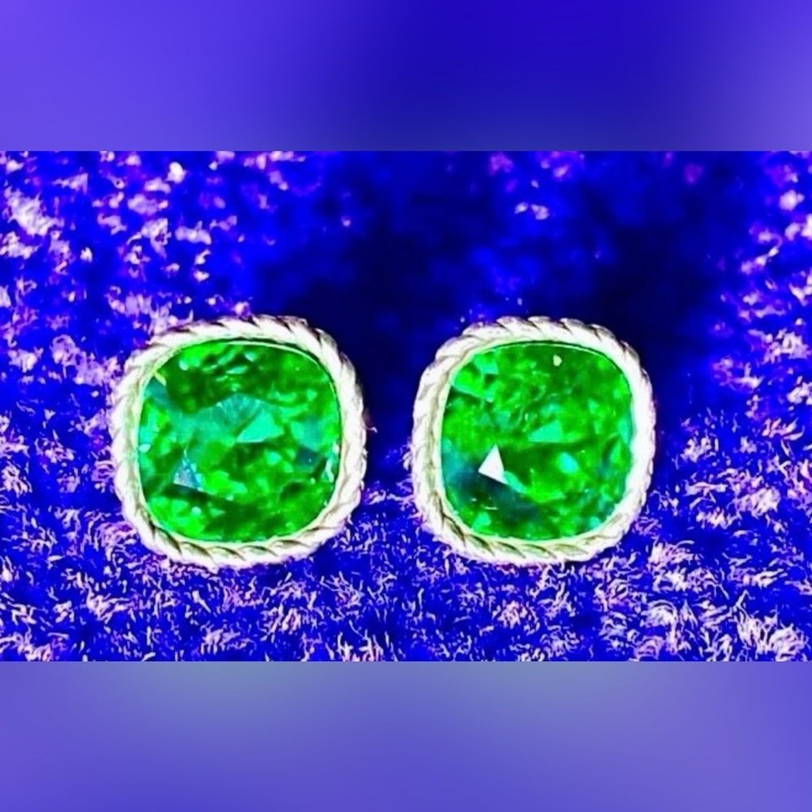 BRIGHTON Sparkleville Post Earring in Vibrant Green & Silver VINTAGE EUC