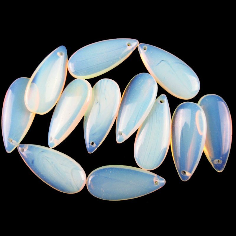 30g 3Pcs 50x20x6mm Natural Opal Opalite Teardrop Pendant Bead YJWW35