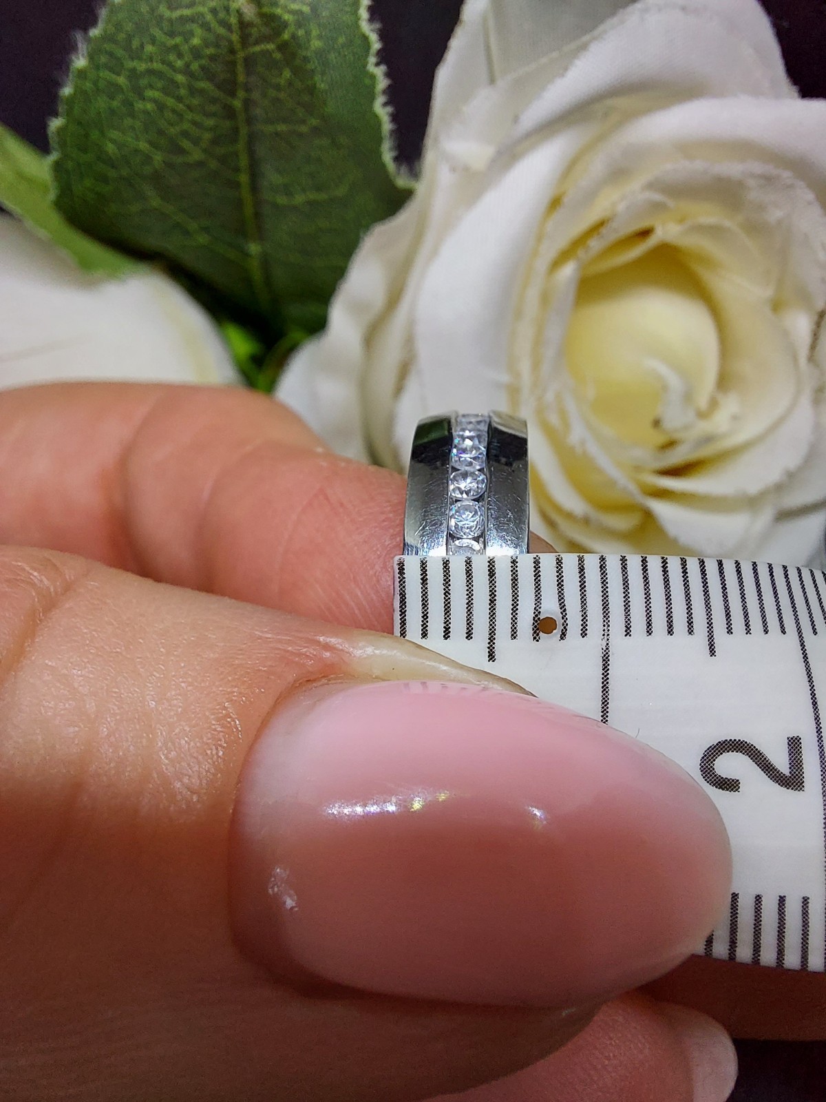 A Stunning S.Steel 5.5mm Wide Band With Channel Set Cubic Zirconia Uk Size L