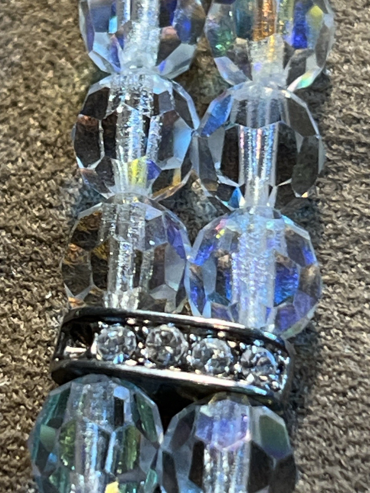 Oksana Silver Tone Costume Bracelet Clear Crystals 7” See Description