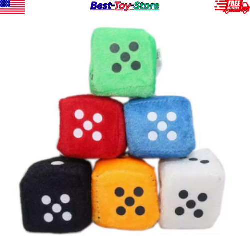 2PCS Plush Fuzzy Dice Car Rear View Mirror Decoration