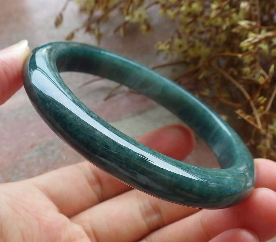 Certified Green Burma Natural A JADE Jadeite Bangle Bracelet 57mm 手镯 608689 AS