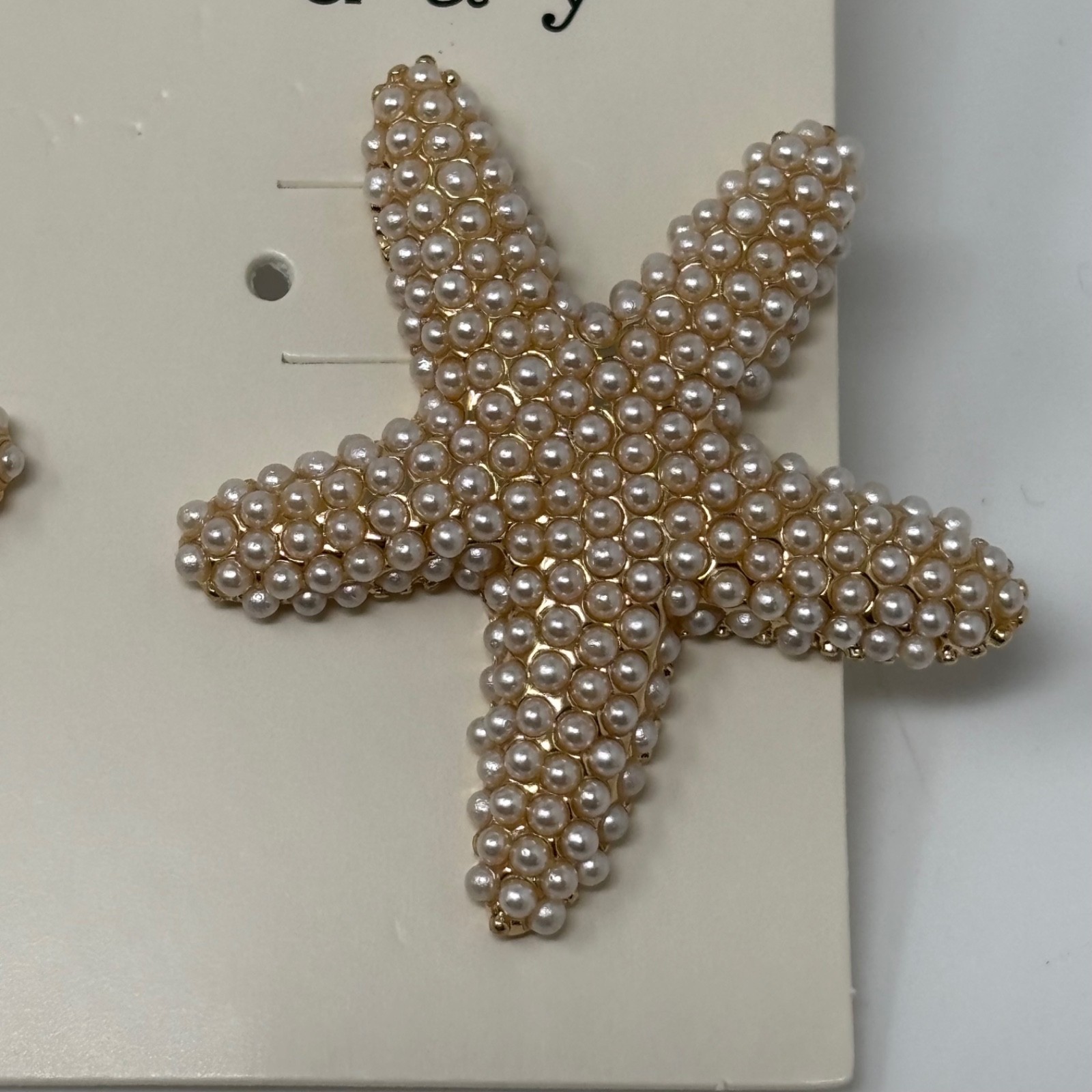 A New Day Womens Earrings Gold Tone Starfish Tiny White Faux Pearls Post Style