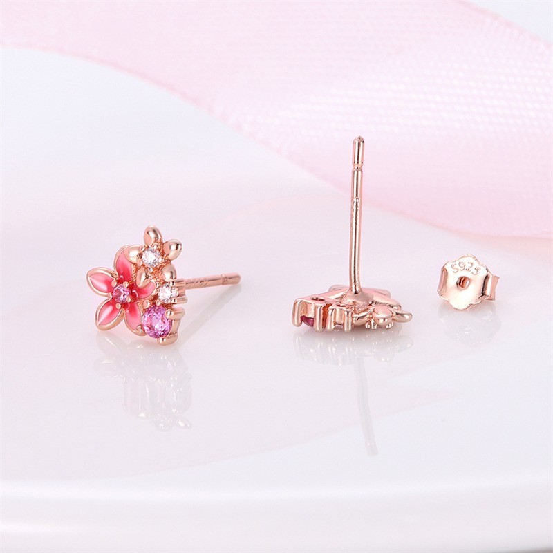 PANDACH 925 Sterling Silver Womens Tiny Flower Stud Earrings Dainty Jewelry Gift