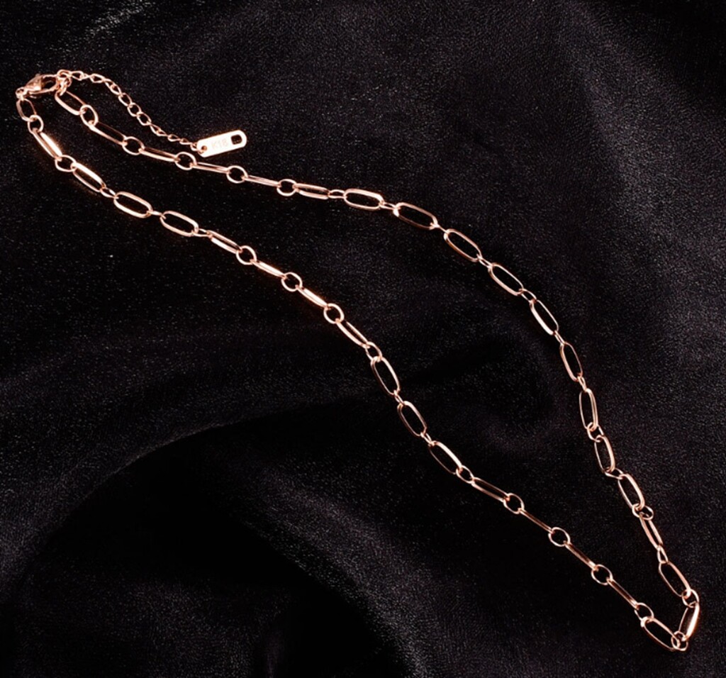 Gold Plated Titanium Stainless Steel Link & Connect Chain Choker necklace 17-19″