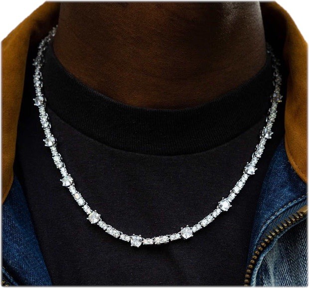 GLD Shop Unisex Tennis Brilliant Necklace In Silver Tone 17”