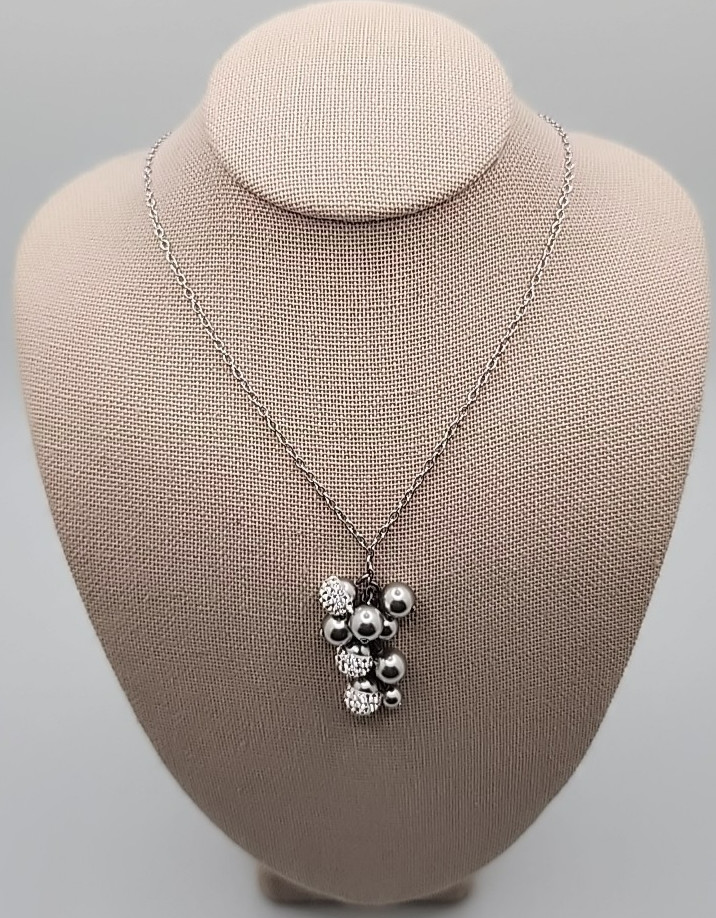 Swarovski Rumor Small Necklace Grey Crystal Pearls Clear Pavé Rhodium 40cm NIB