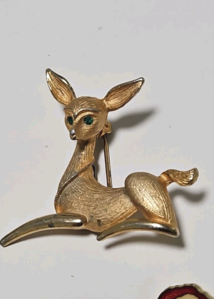 Christmas Brooch Pins Goldtone Rhinestones Enamel Holiday Jewelry