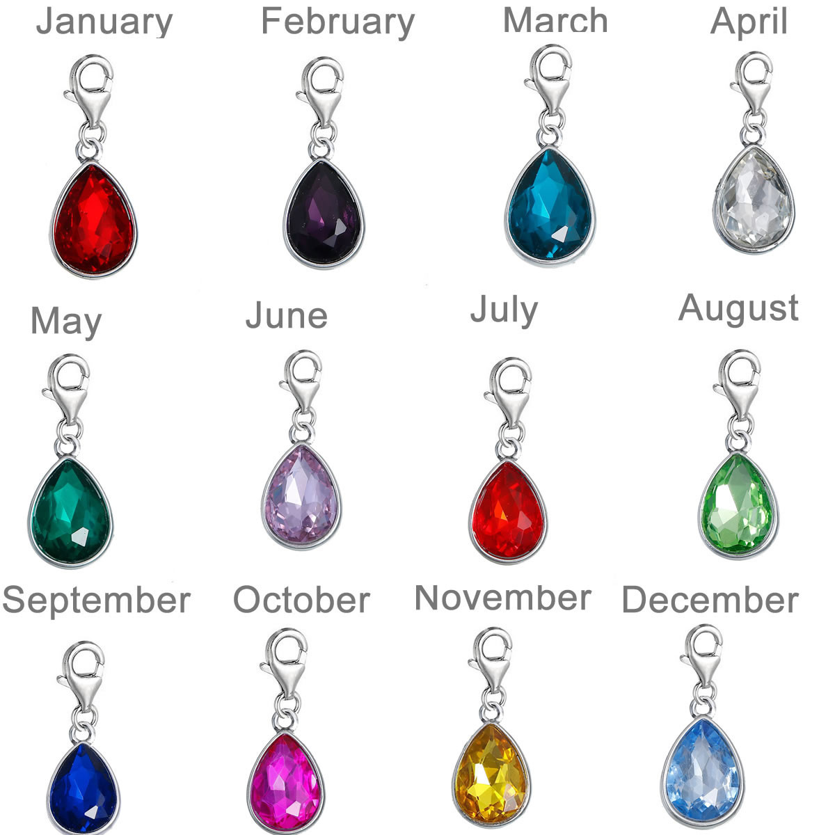 Sexy Sparkles Clip on January Birthstone Dangling lobster clasp charms for brace