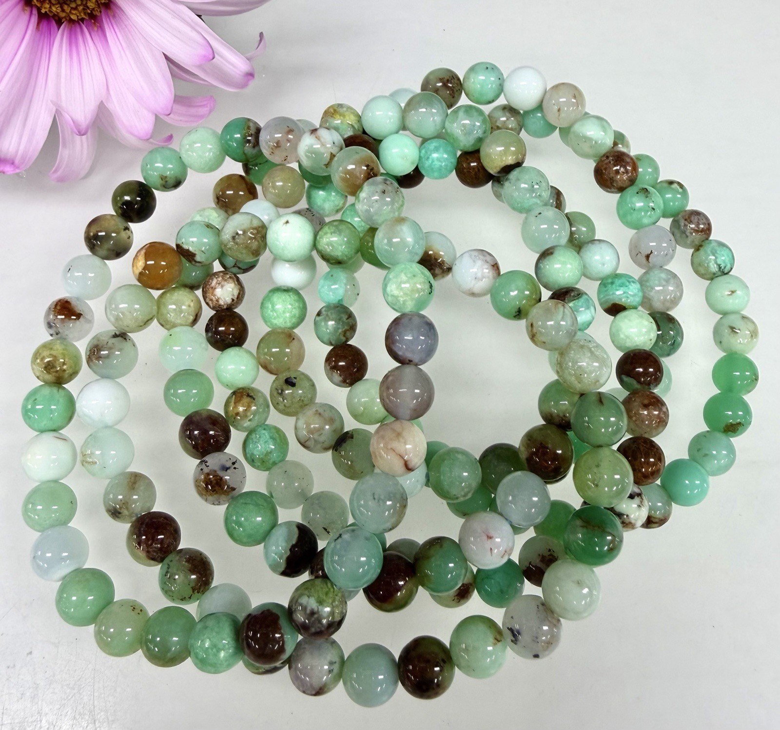 Wholesale 6 Pcs 6mm Chrysoprase Stretch Bracelet Natural Crystal Healing 7.5”