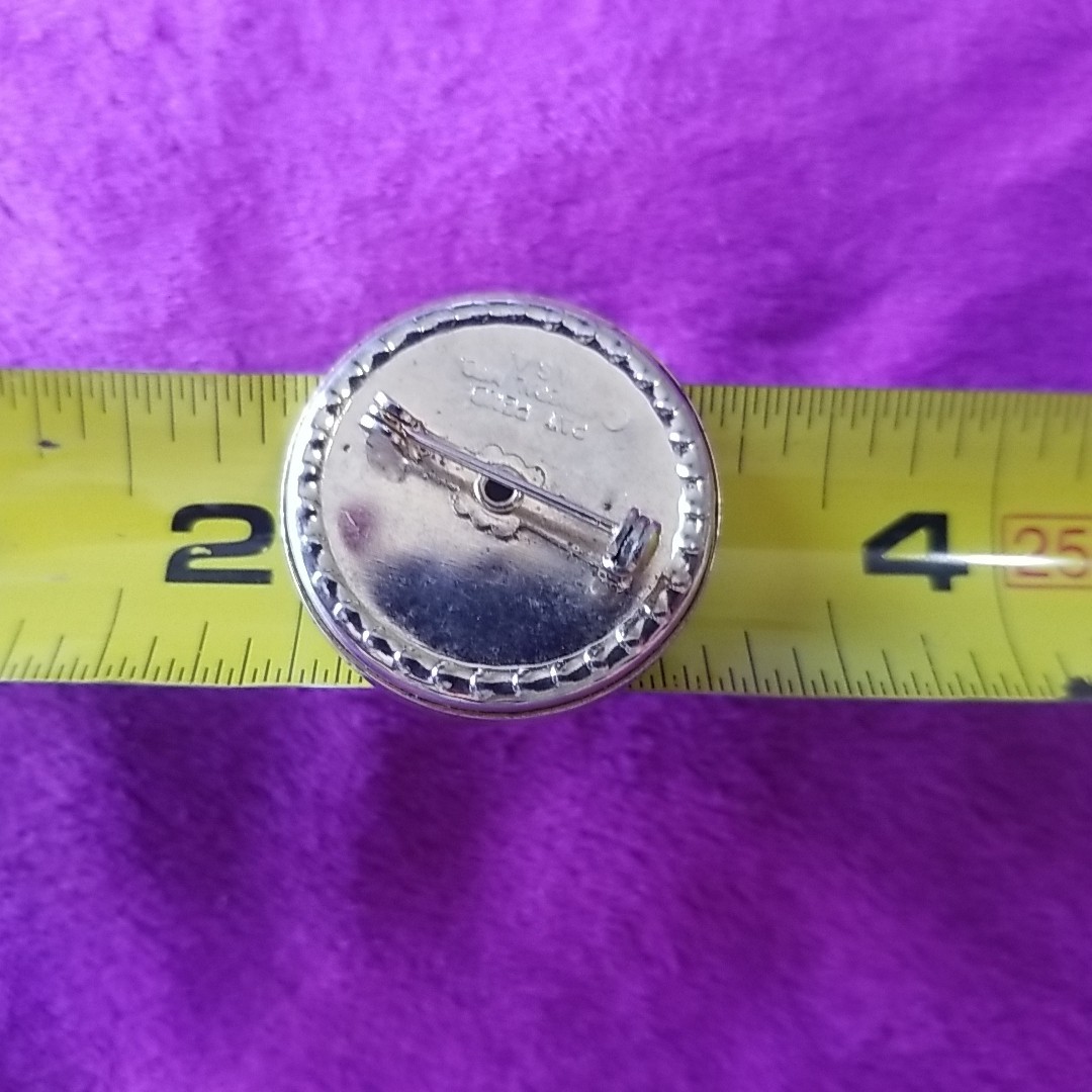 Vintage General Mfg Co USA Seamstress Magnetic Pin Holder Brooch Mother of Pearl