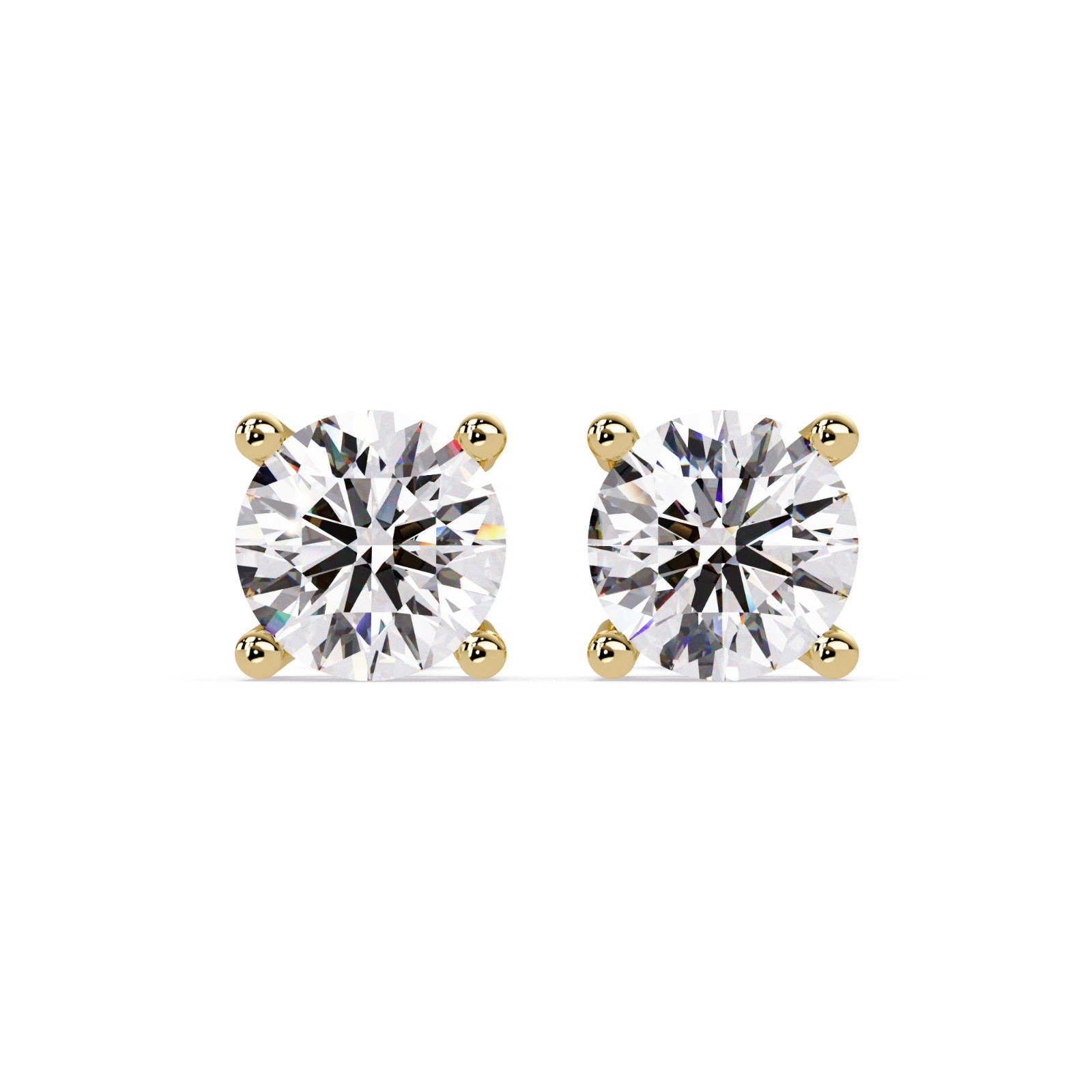 1.00 CTW Round Lab Grown Diamond Stud Earrings VVS 925 Sterling Silver Push Back