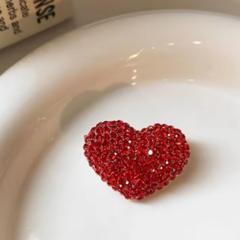 Classic Red Love Rhinestone Brooch For Women Gift Pin Jewelry Accessories USA