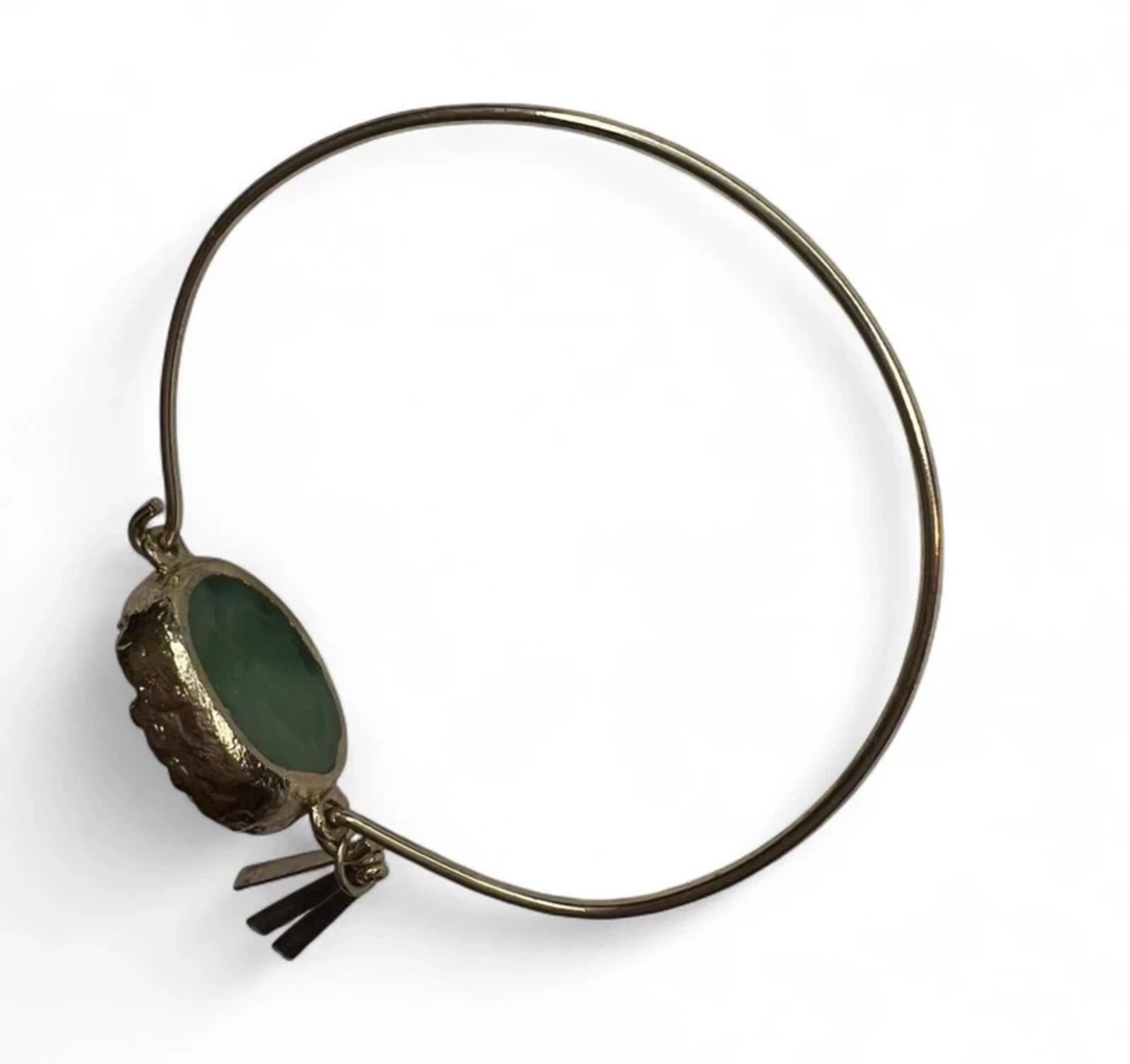 A vintage Green Druzy Geode Stone Cuff Bracelet set