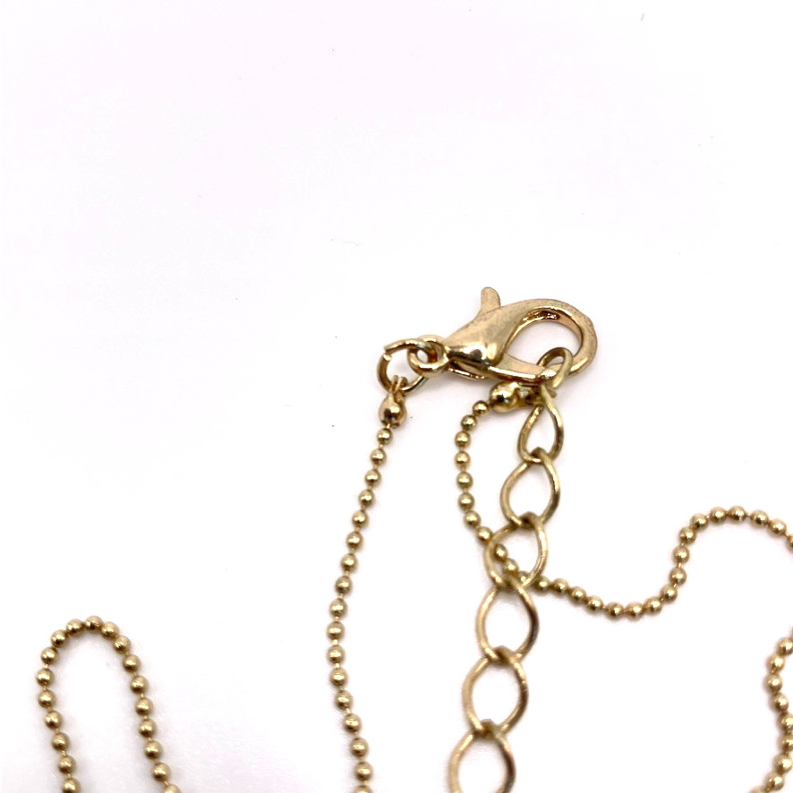 Articulated Teddy Bear pendant necklace gold tone metal 42cm costume jewellery