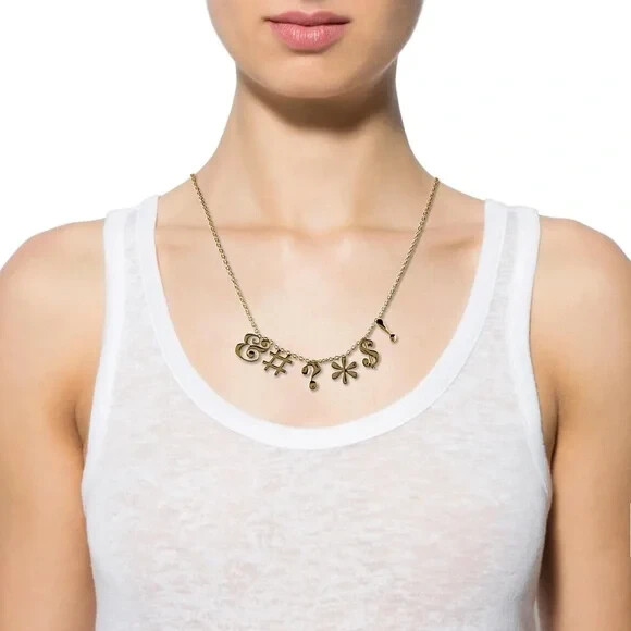KATE SPADE NEW YORK GOLD CHARM NECKLACE SAY YES IDIOM “PARDON MY FRENCH”