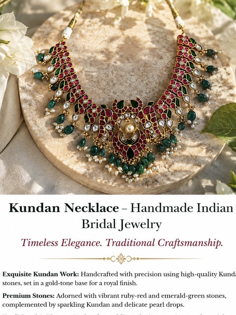 Traditional Kundan Necklace Set | Indian Bridal Jewelry Handmade Ethnic Wedding