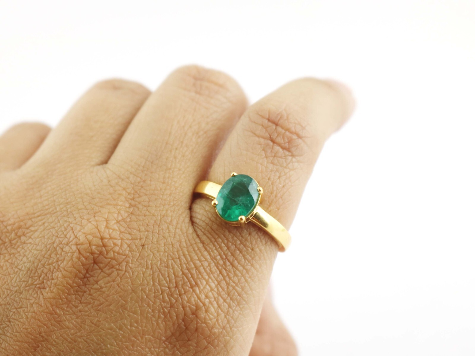925 Sterling Silver Emerald Oval Stackable Ring For Anniversary Gift For Her