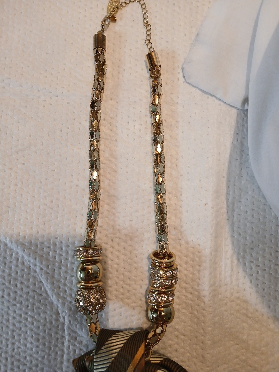 Womens Tie Necklace Repurpose Color Brown & Tan Comes With Broch & Necklace