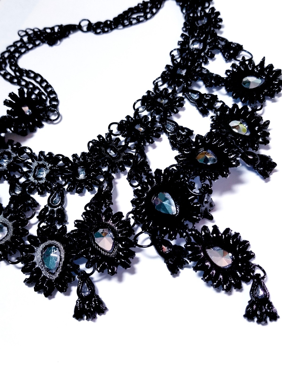 Topaz Statement Choker Rhinestone Necklace Bridal Prom Pageant Gothic