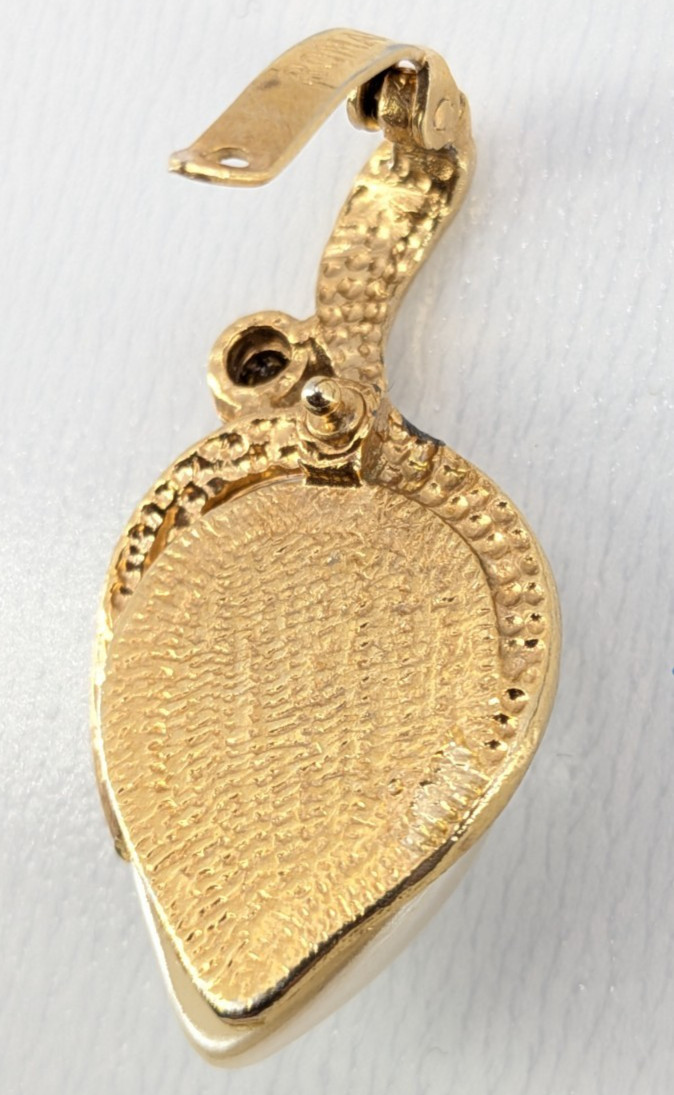 Roman Faux Pearl Pendant Necklace Rhinestone Avon Gold Tone Chain 17 in Signed