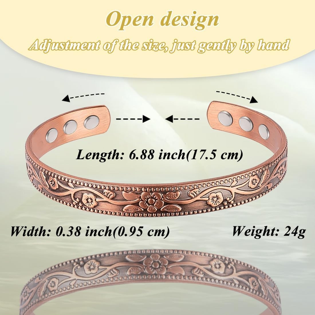 Copper Magnetic Bracelet for Women and Men Ultra Strength Magnets 99.9% Pure Cop