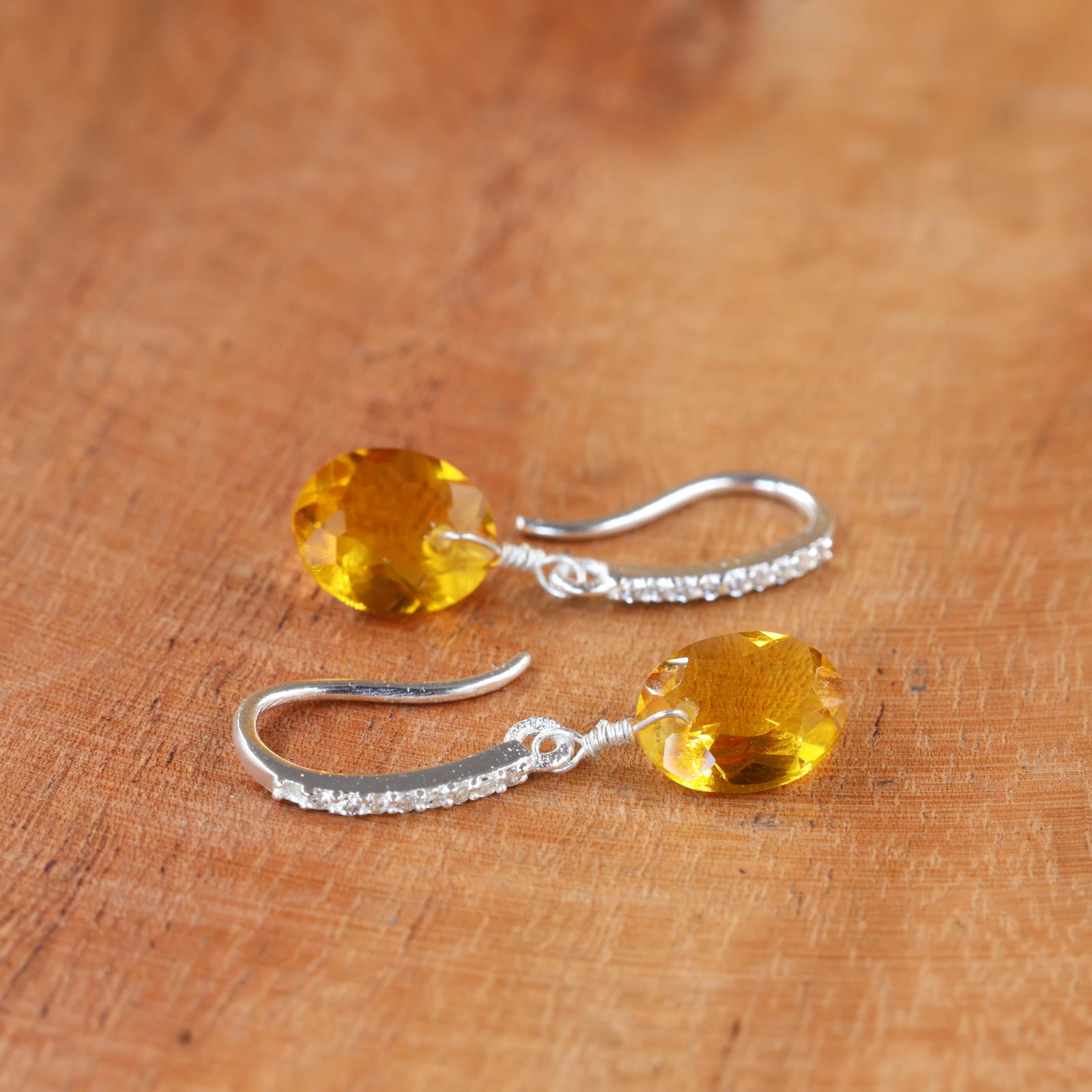 925 Silver Citrine Earrings, Elegant Drop Earrings, Everyday Jewelry for Women