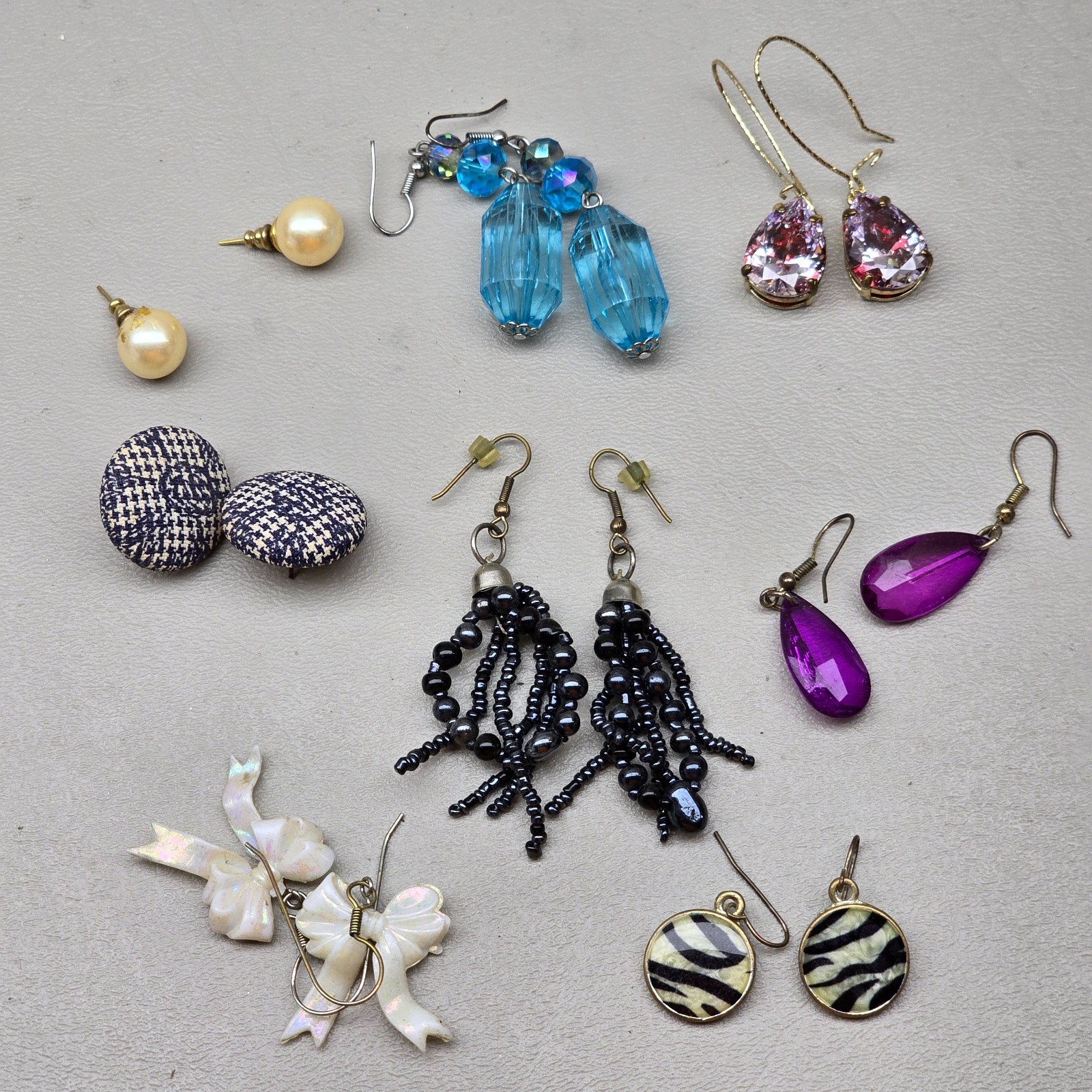 Earrings Lot Pierced Dangle Hook Stud Mixed Styles Beaded Enamel Fashion 8 Pair