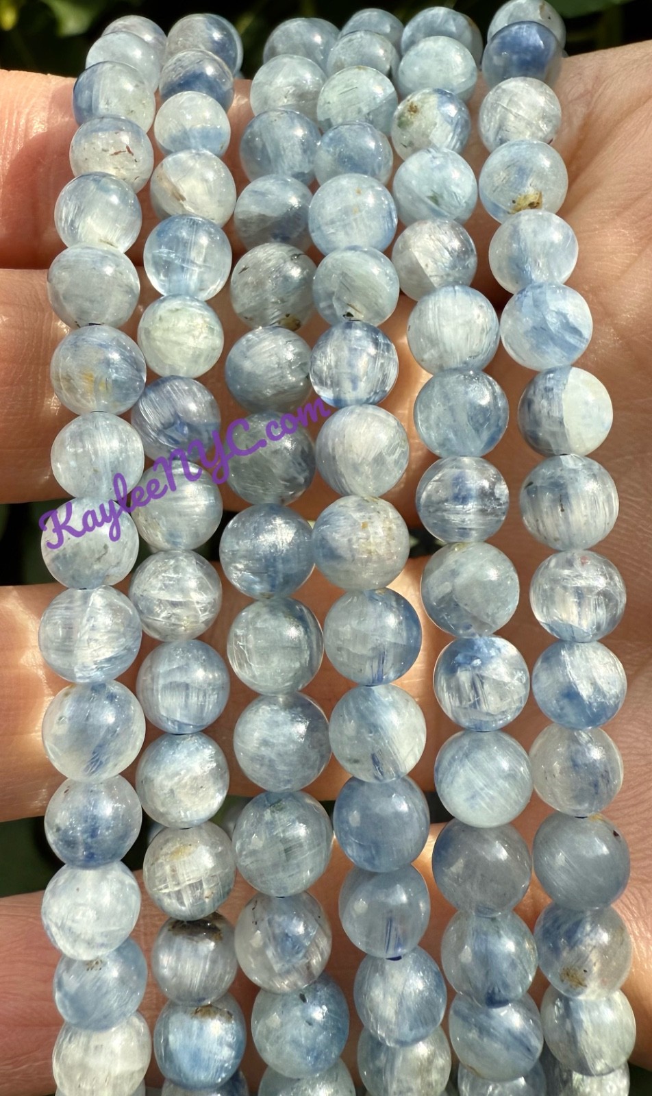 Wholesale 6 Pcs 6mm Natural Blue Kyanite 7.5” Crystal Healing Stretch Bracelet