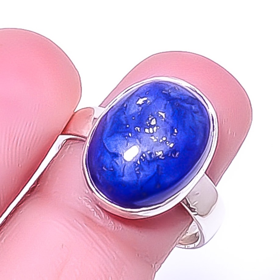 Lapis Lazuli – Afghanistan 925 Silver Plated Jewelry Ring s.8 R1973-4