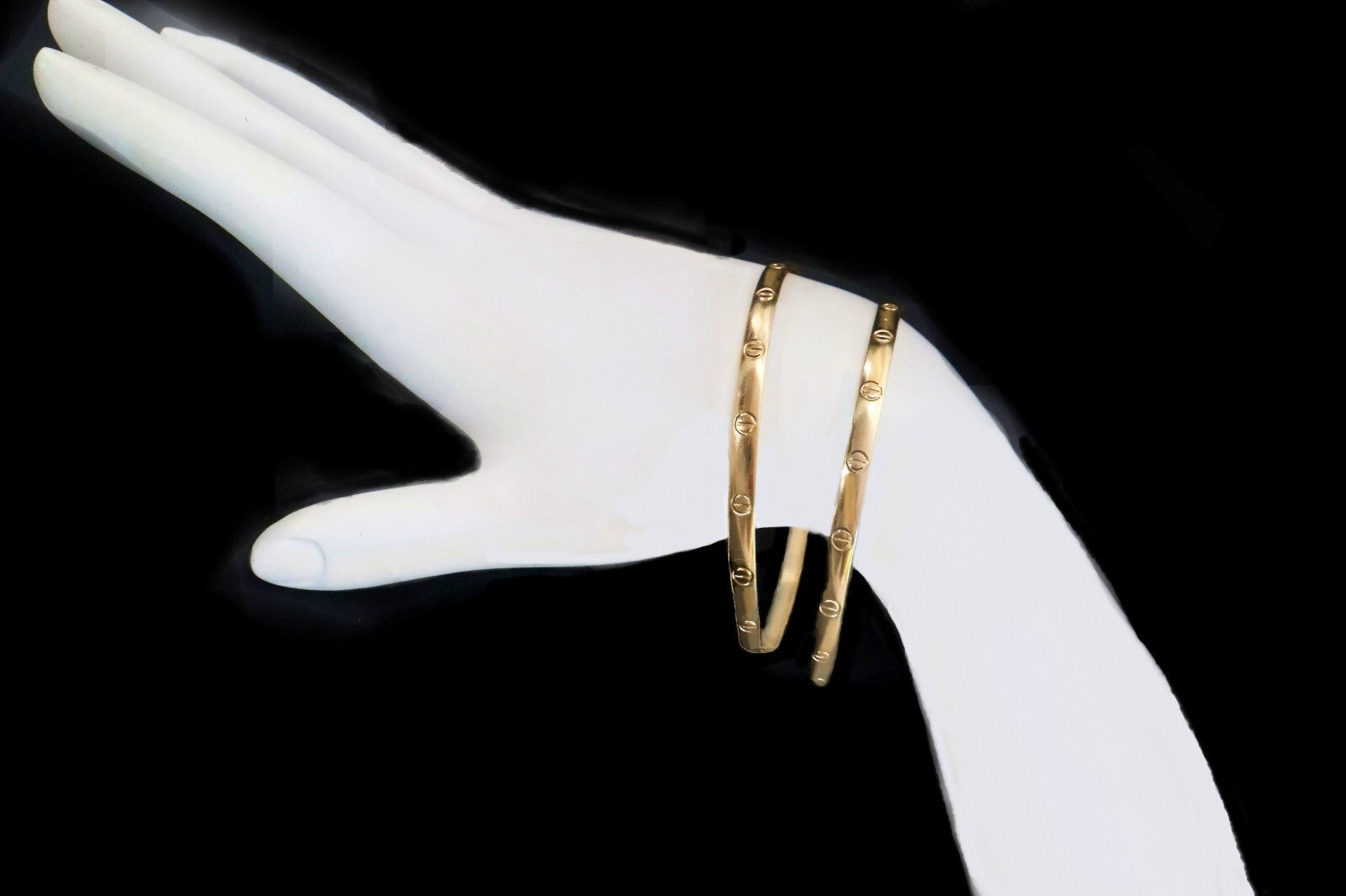 Vintage 14K Gold Filled Set Pair Bangles 4.5mm Mirror Polish Handcrafted Stacka