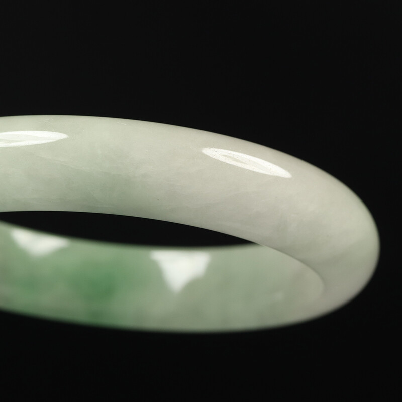 59mm White Green Jadeite Jade Bangle Bracelet Chinese Jade Bangle Women’s 11135