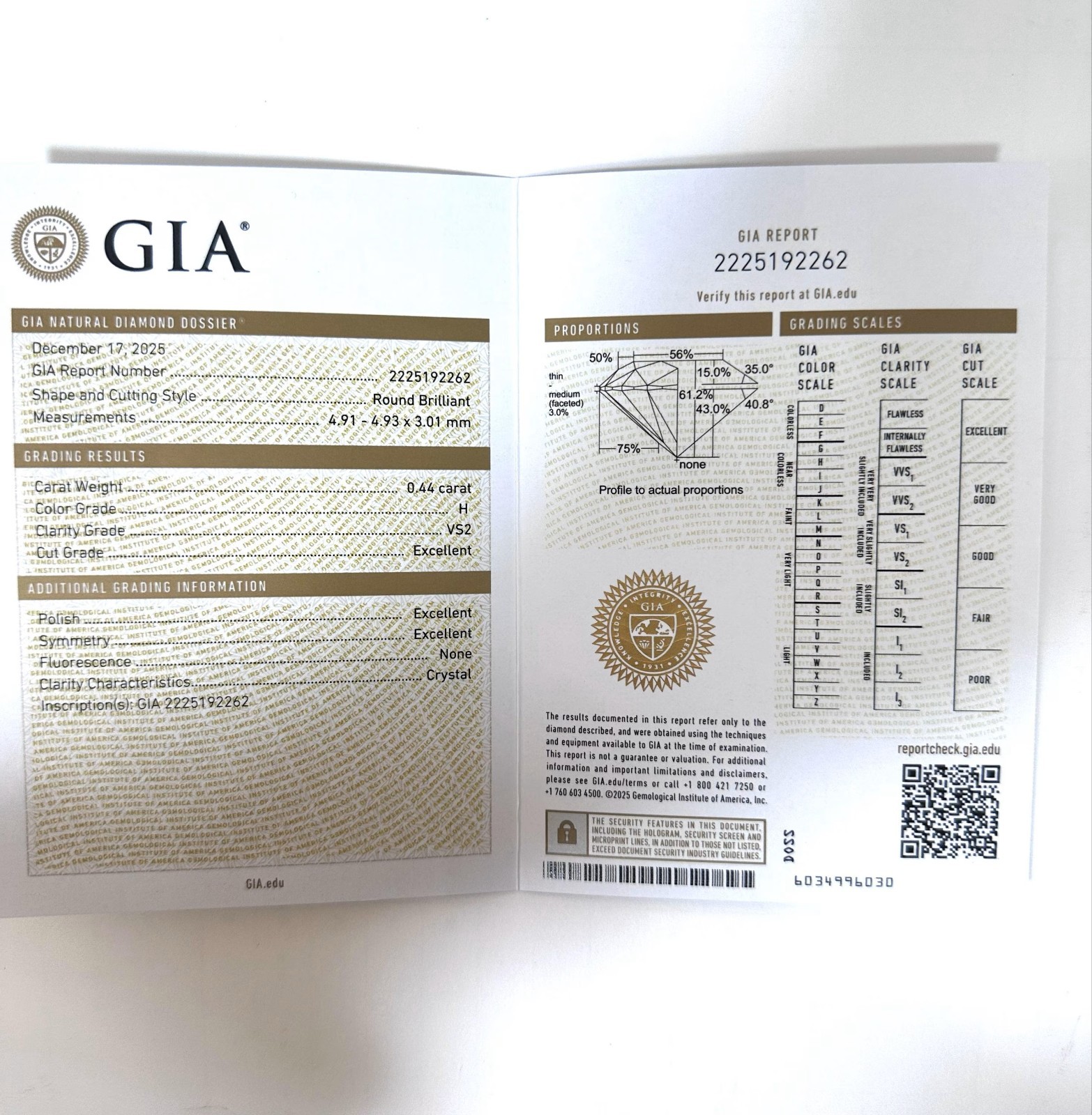 K18 Natural Diamond Necklace 0.44ct Azuki chain 40cm　Comes with a GIA certifica