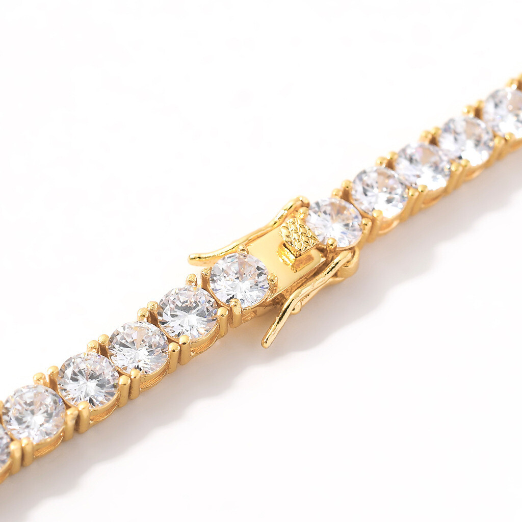 6″-24″ Hip Hop Necklace Bracelets 5A CZ Diamonds Real Gold Plated Tennis Chain