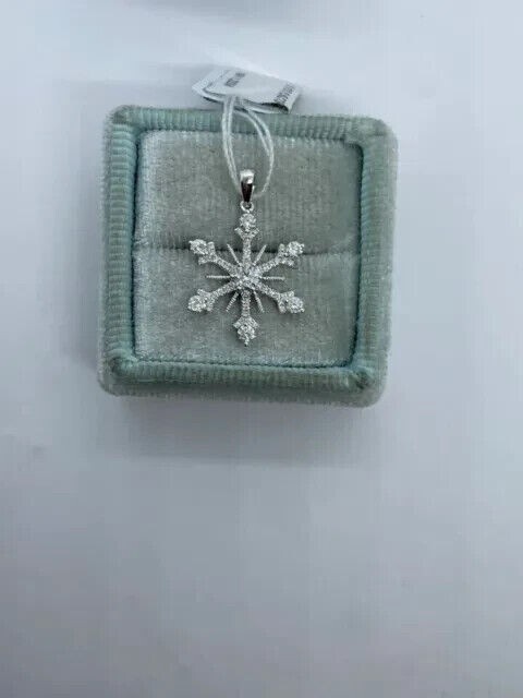 Round Cut Simulated Diamond Stunning Snowflake Pendant In 14K White Gold Plated