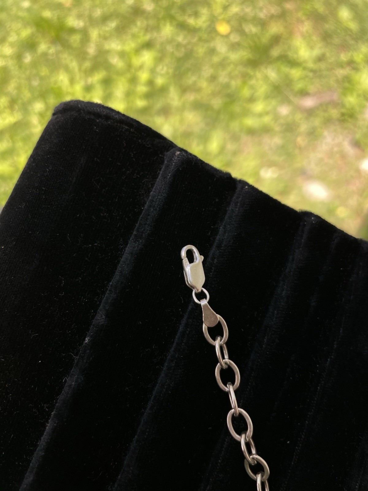 925 silver Oval Link Chain Charm Bracelet Heart Dangle Lobster Clasp