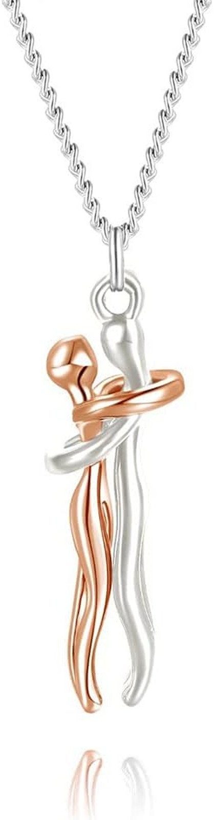 Couple Hug Necklace Pendant Simple Affectionate Snuggle Hugging Necklace