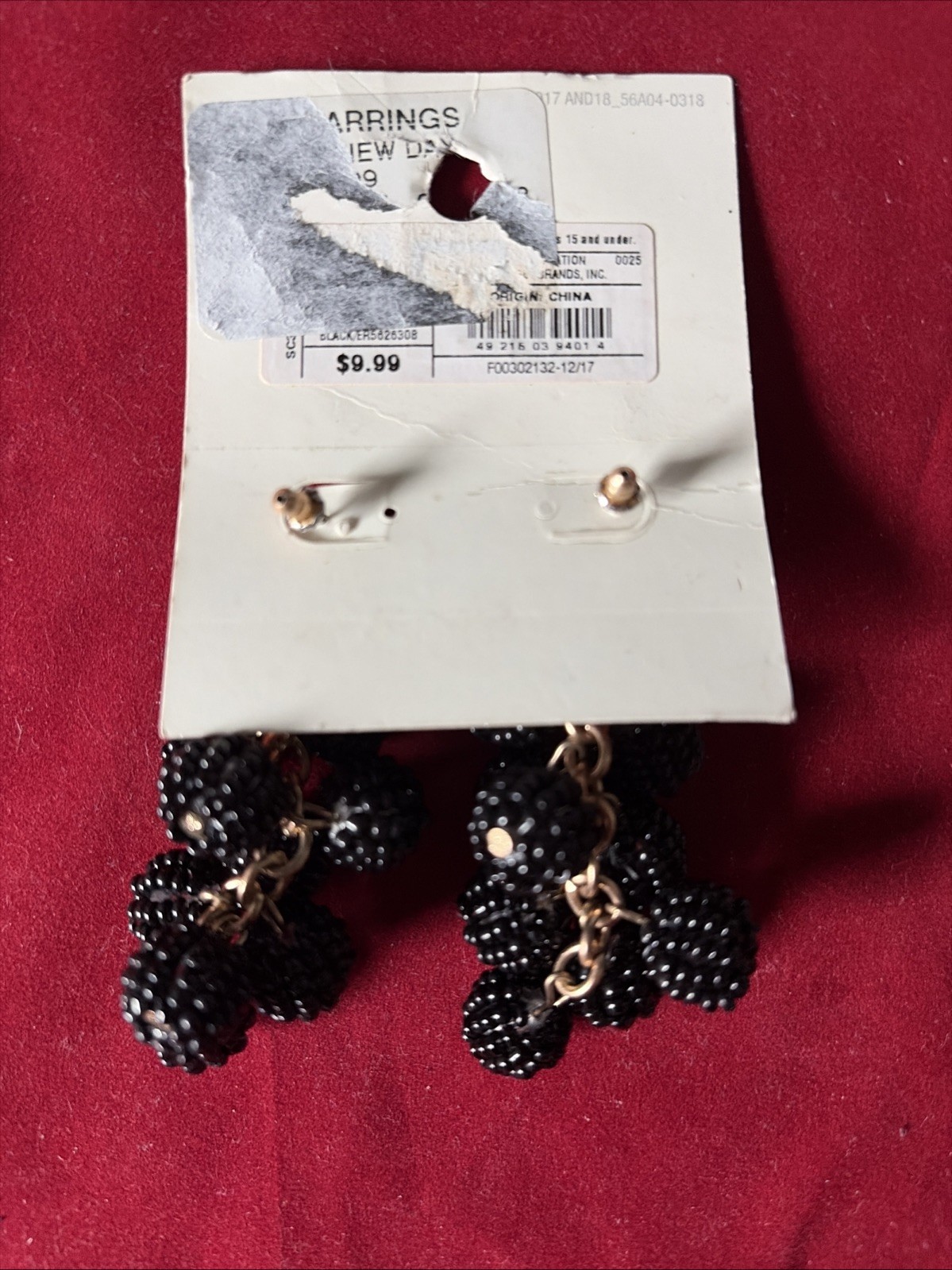 Brand New Black Earrings Nickel Free By a.n.d Light Weight