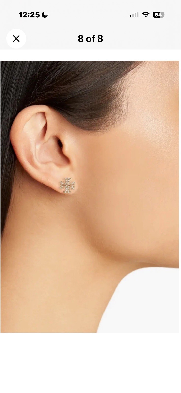 TORY BURCH KIRA CRYSTAL LOGO STUD EARRINGS Gold