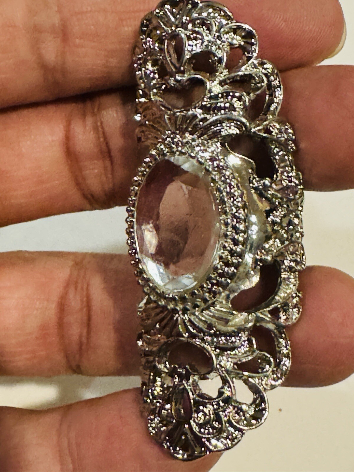 Silver Color Long Ring Stretch Size 8+