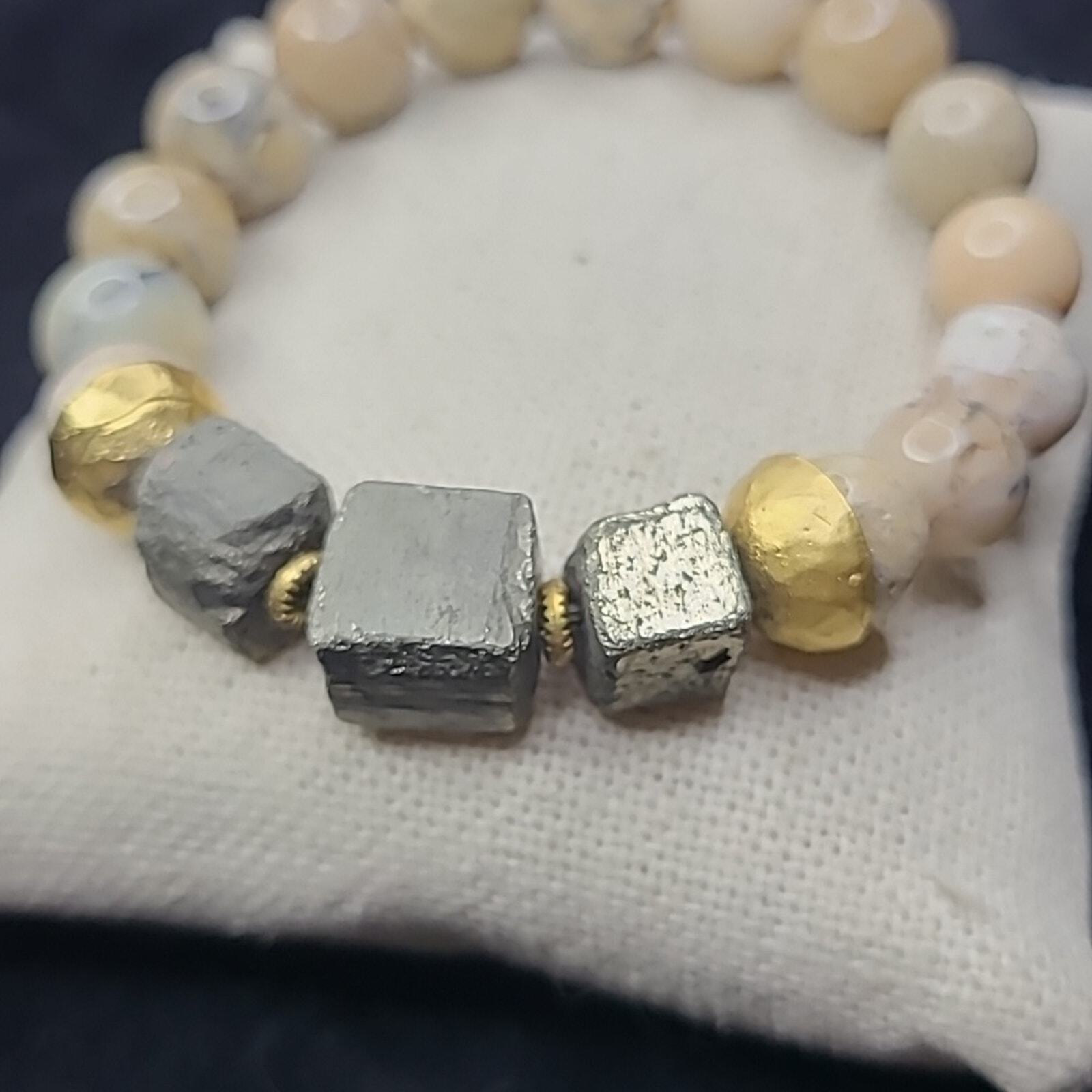 Pyrite Bracelet Beige Tan Neutral Color Everyday Casual Lightweight Jewelry Gift