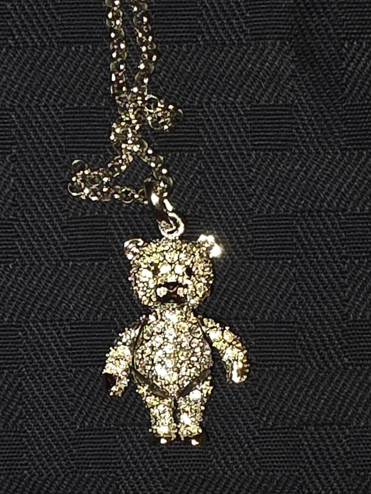 Swarovski Vintage Articulated Teddy Bear Pendant Necklace – Preowned w/box!