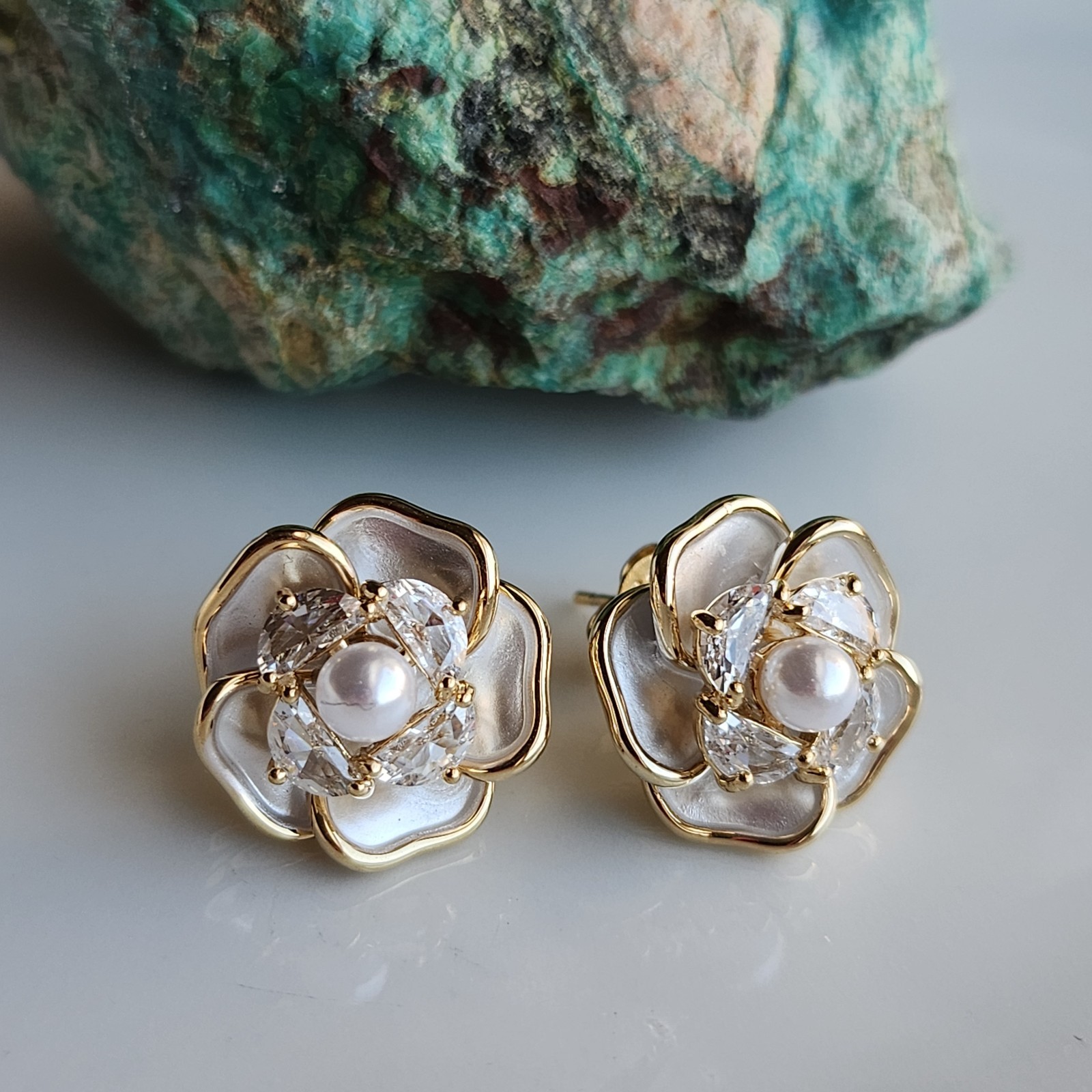 925 Sterling Silver Pearl Sapphire 5/8” Earrings Gemstone Yellow Gold-Plated