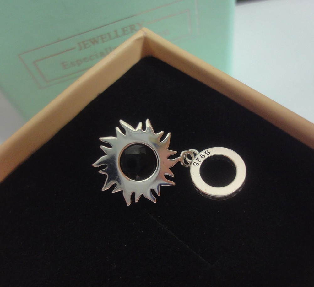 Sun Mood Stone Pendant 925 Sterling Silver Fashion Jewelry