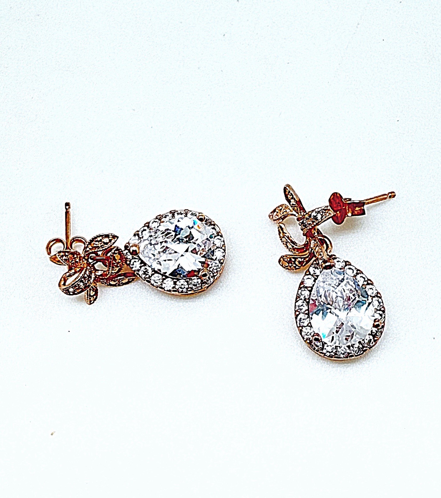 CZ Bridal Earring & Necklace Sets In Yelllow,White & Rose Gold , New, Gift Box