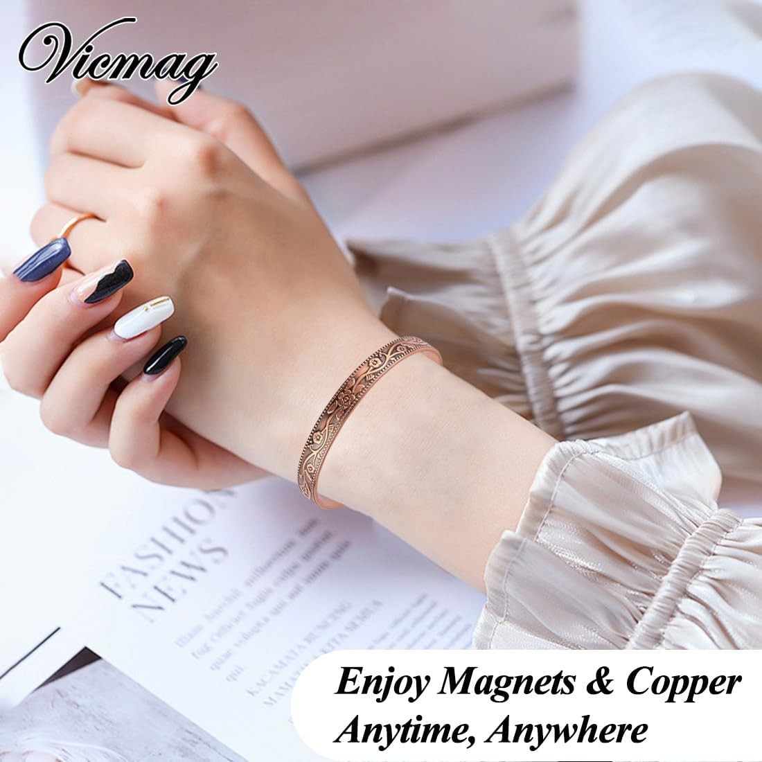Copper Magnetic Bracelet for Women and Men Ultra Strength Magnets 99.9% Pure Cop