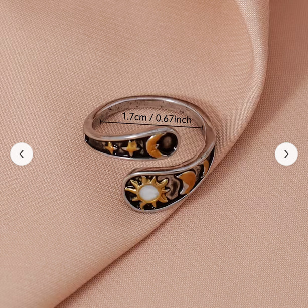 SUN MOON STARS FASHION RING O/S EVERYDAY WEAR HOROSCOPE CELESTIAL DESIGN