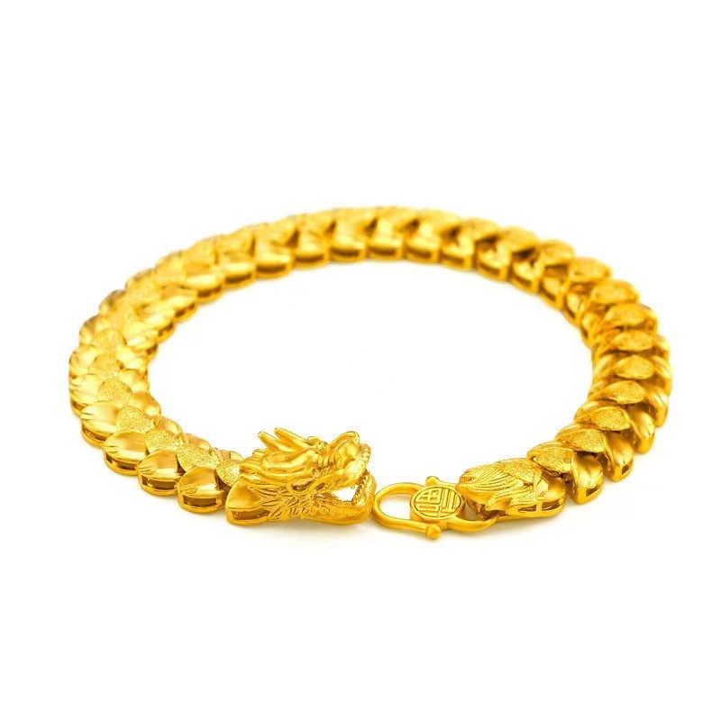 Men’s Dragon 22k 23k 24k Gilding Yellow Gold Gp Bracelet 8.2inch30g